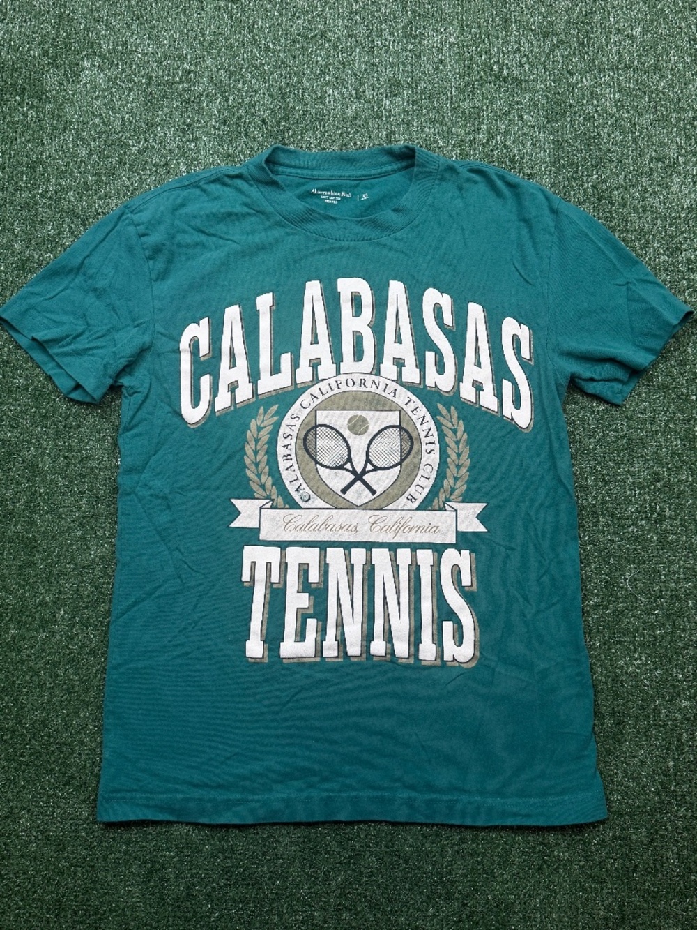 Abercrombie Fitch Calabasas Tennis T Shirt Mens Size XS Green Oversized